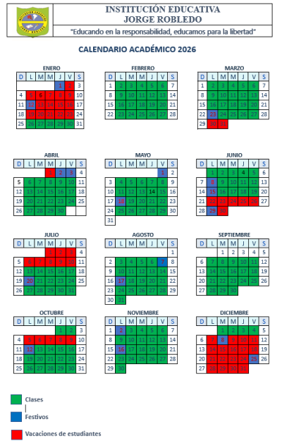 Calendario académico Institucional.
